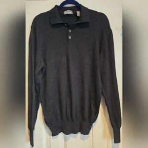 Lord & Taylor Long Sleeve Polo Black Size Medium Made In Italy Sweater Pullover